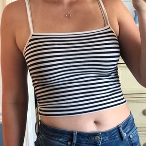Brandy Melville Black and White Striped Tank Top